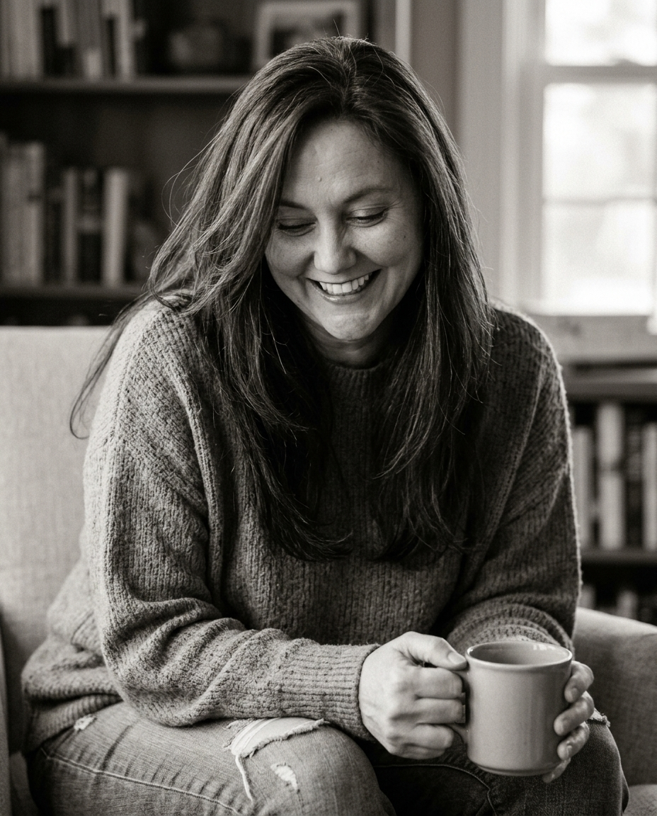 Eileen MacDonell holding her coffee mug